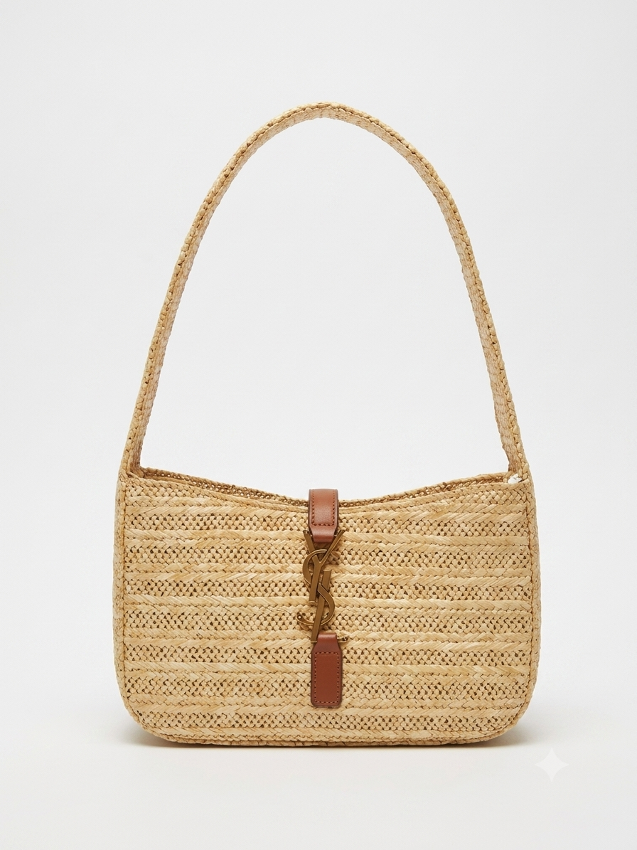 YSL straw shoulder bag