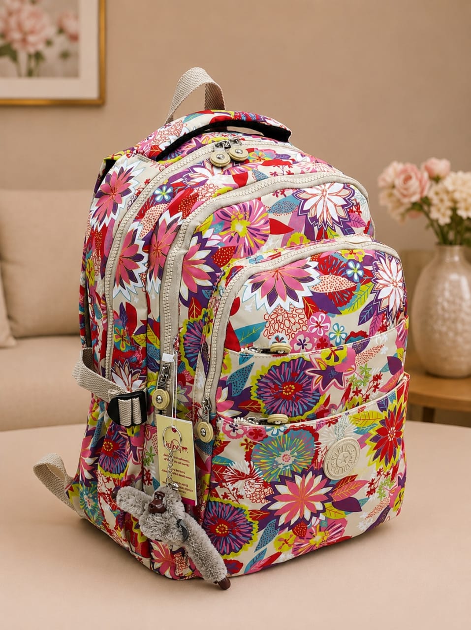 kipling Bag: 6 Zippers + 2 Side Pockets