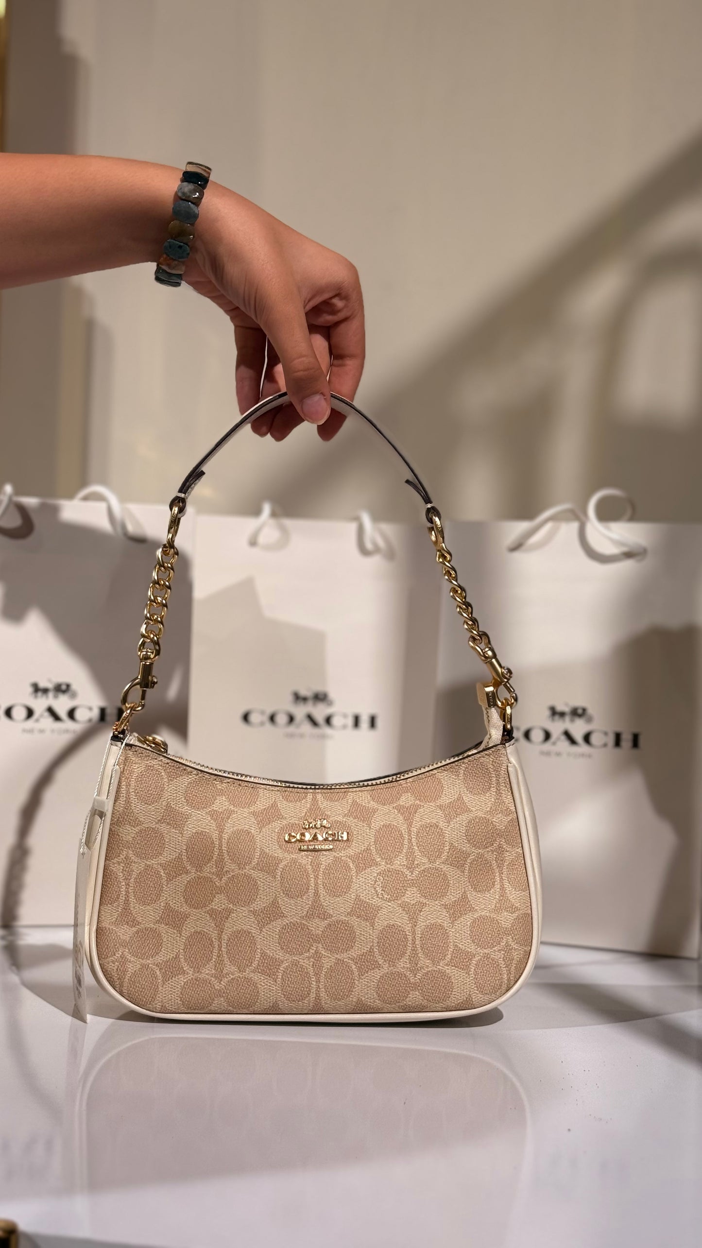 COACH Signature Canvas Baguette Shoulder Bag