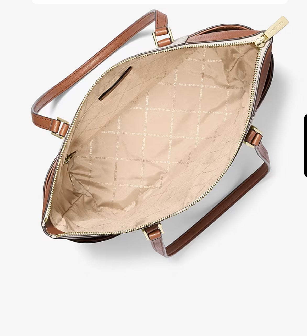 MK Charlotte Large Logo and Leather Top-Zip Tote Bag