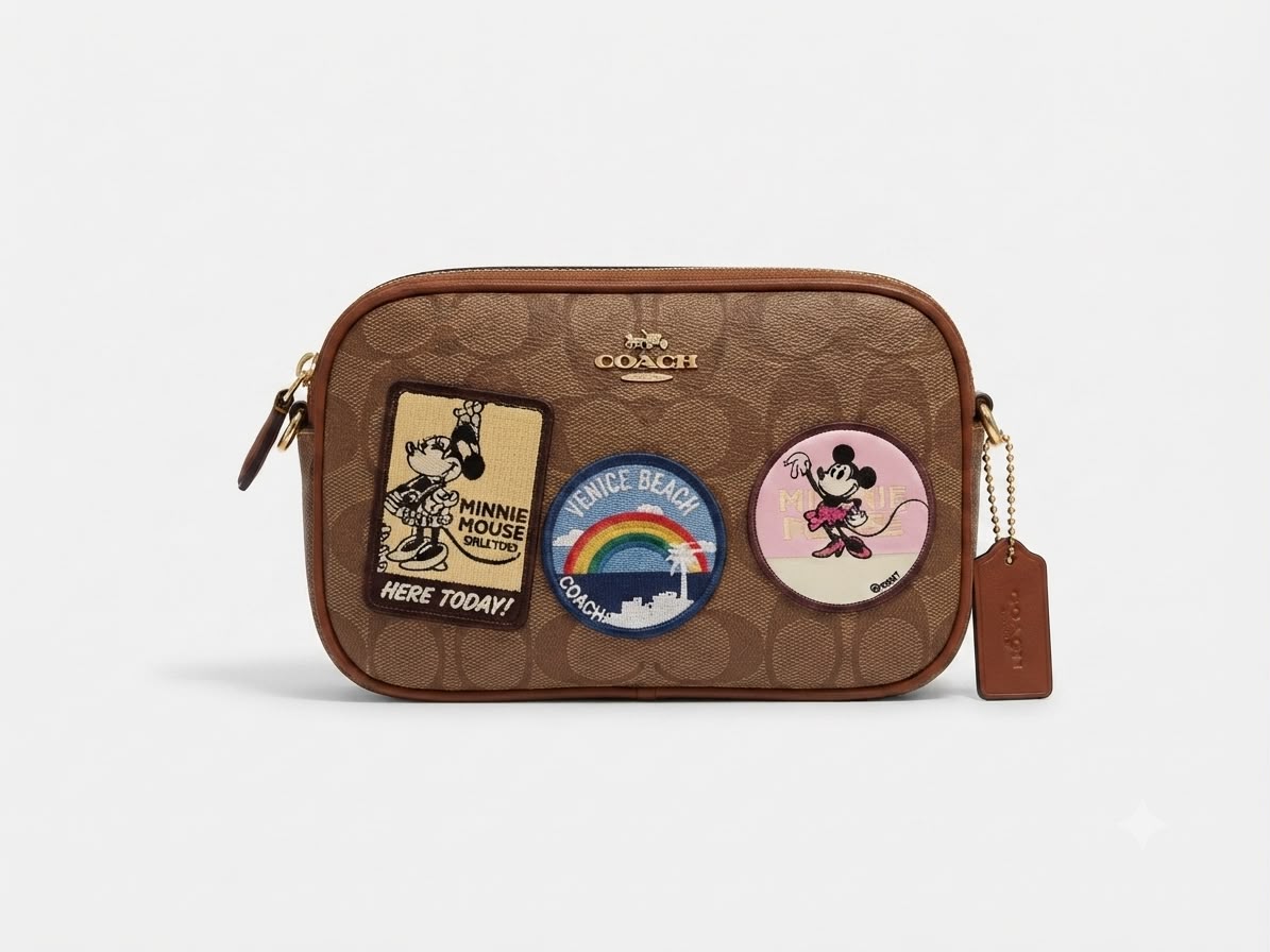 Coach x Disney Minnie Mouse Patches Signature Zip Zip Crossbody Purse