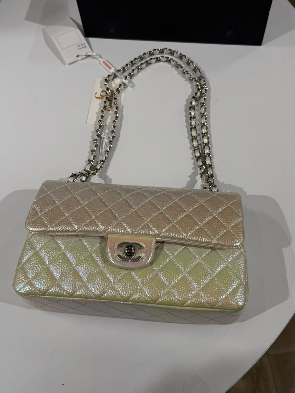 Chanel Classic Flap Bag (Iridescent Pearl/Champagne Finish)
