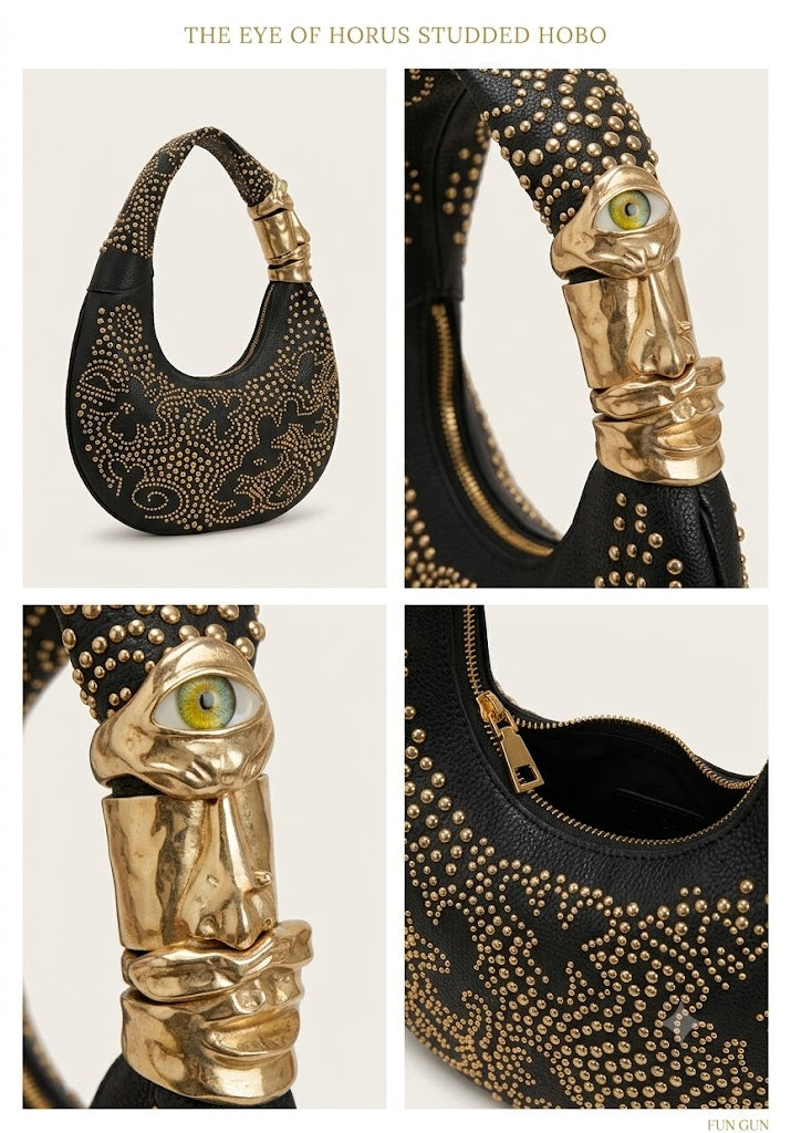 Schiaparelli The Eye of Horus Studded Hobo Bag