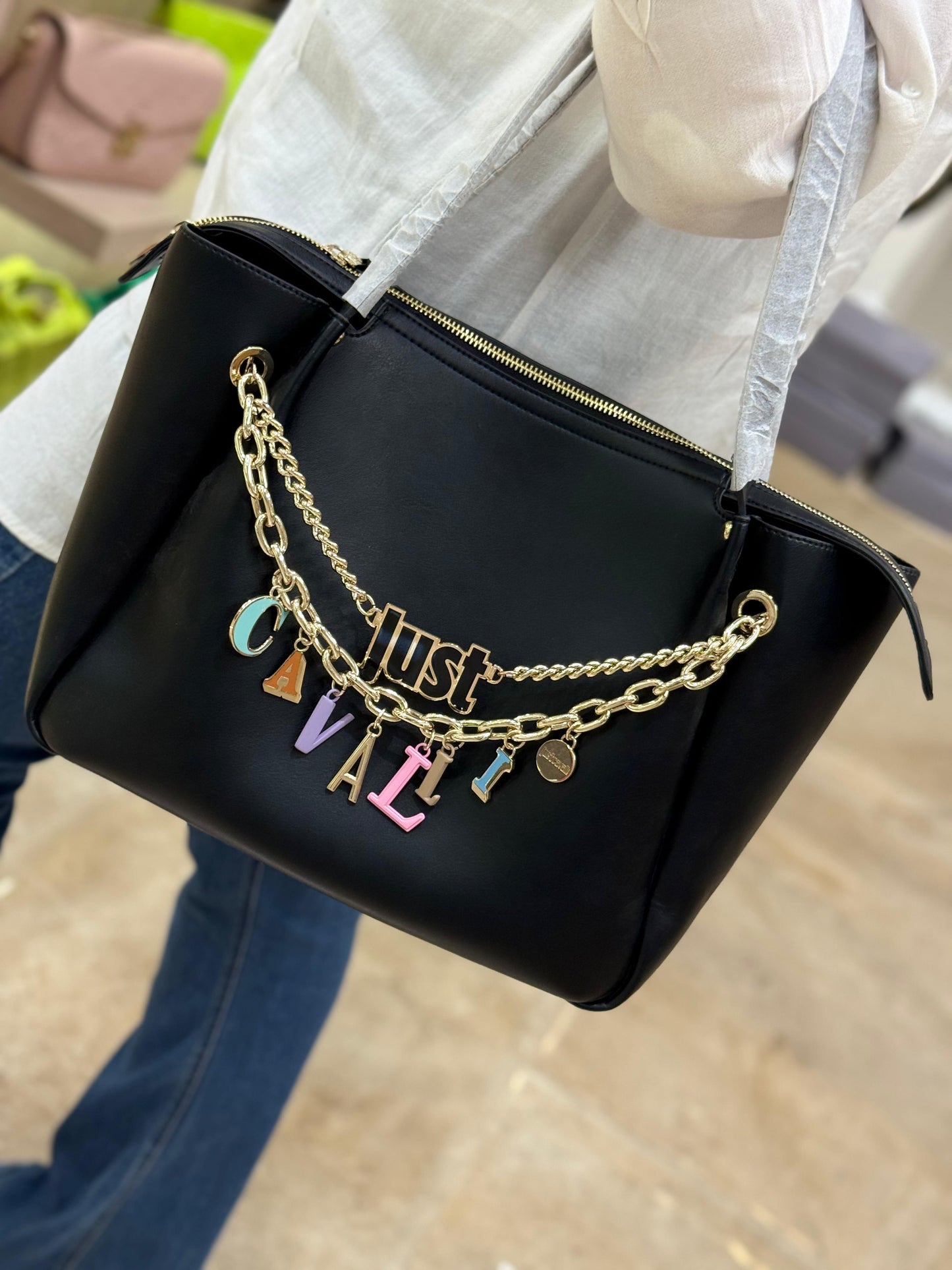 Just Cavalli Logo-Lettering Tote Bag