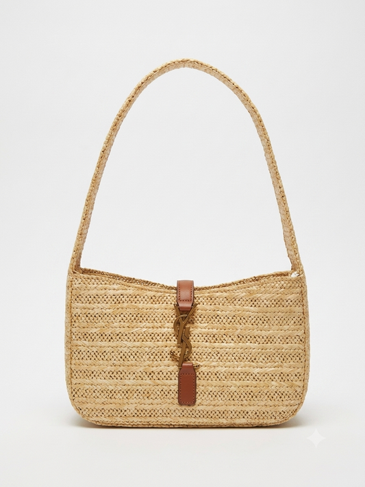 YSL straw shoulder bag
