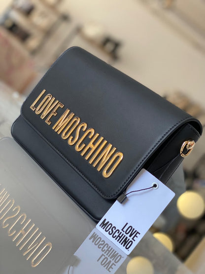 LOVE MOSCHINO Black Logo Shoulder Bag