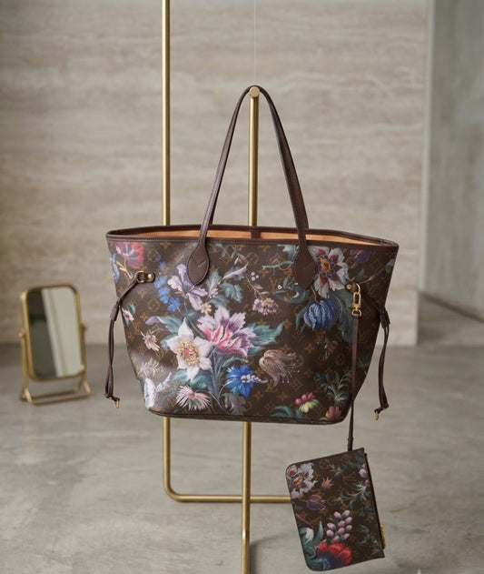 Louis Vuitton Neverfull Tote (Dark Floral Monogram)