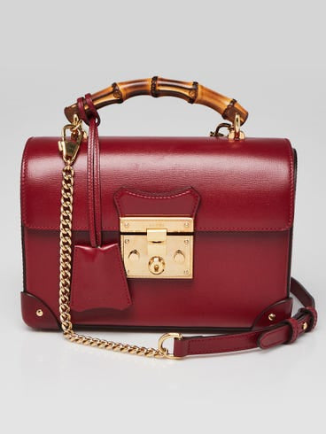 Gucci Cerise Leather Padlock Small Bamboo Shoulder Bag