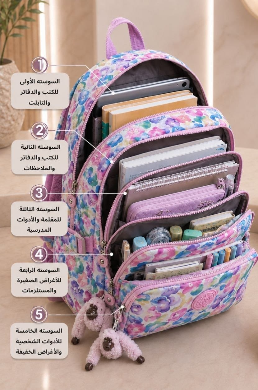kipling Bag: 6 Zippers + 2 Side Pockets