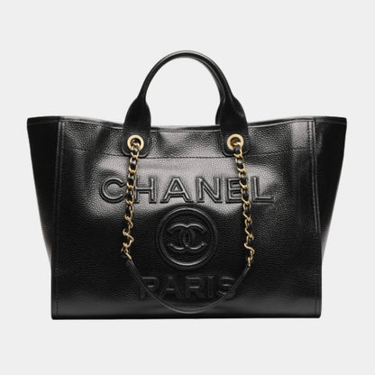 Chanel Calfskin Medium Deauville Tote Black
