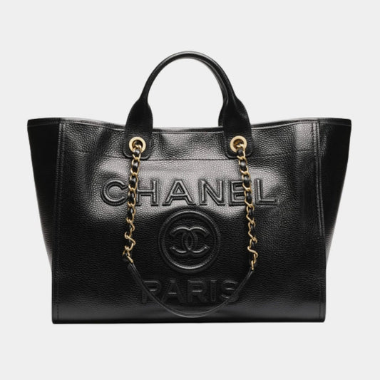 Chanel Calfskin Medium Deauville Tote Black