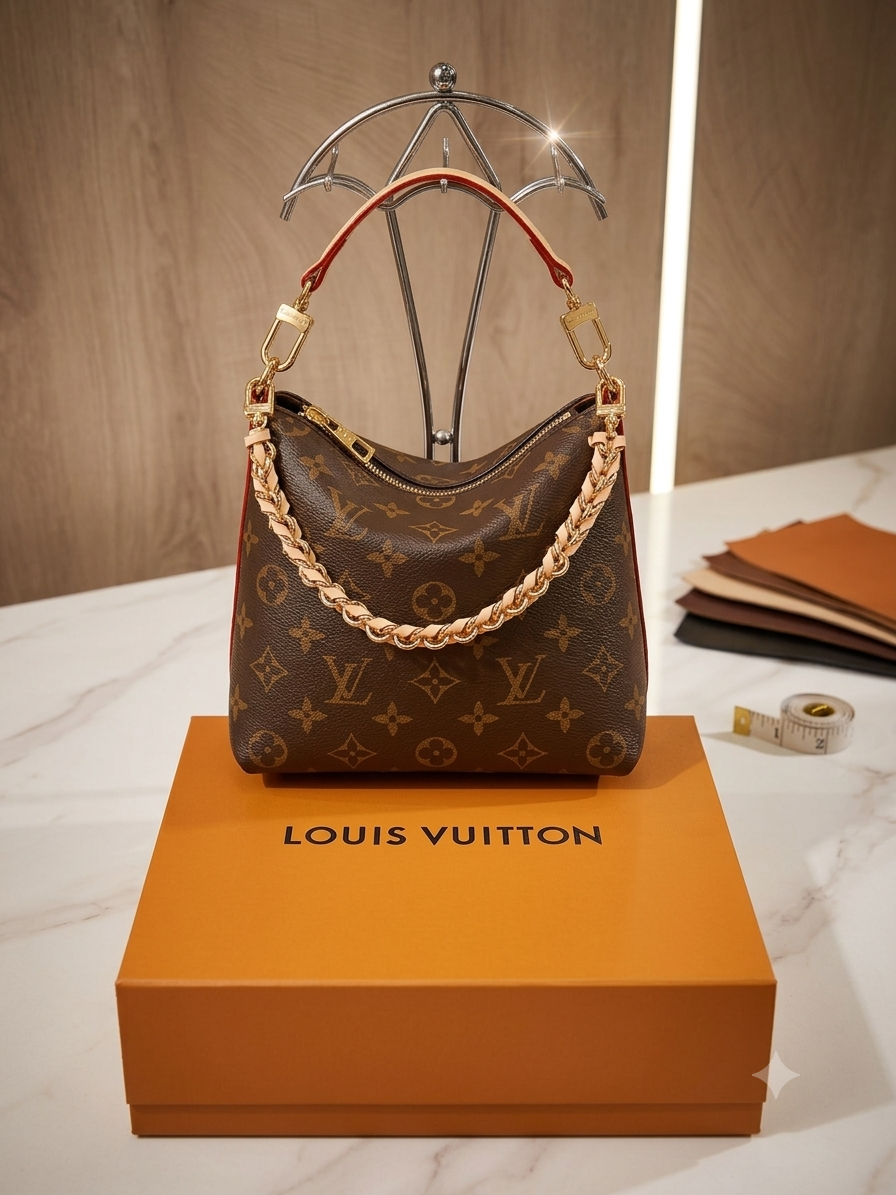Louis Vuitton Multipass handbag crafted from signature monogram canvas with a braided gold-toned chain detail