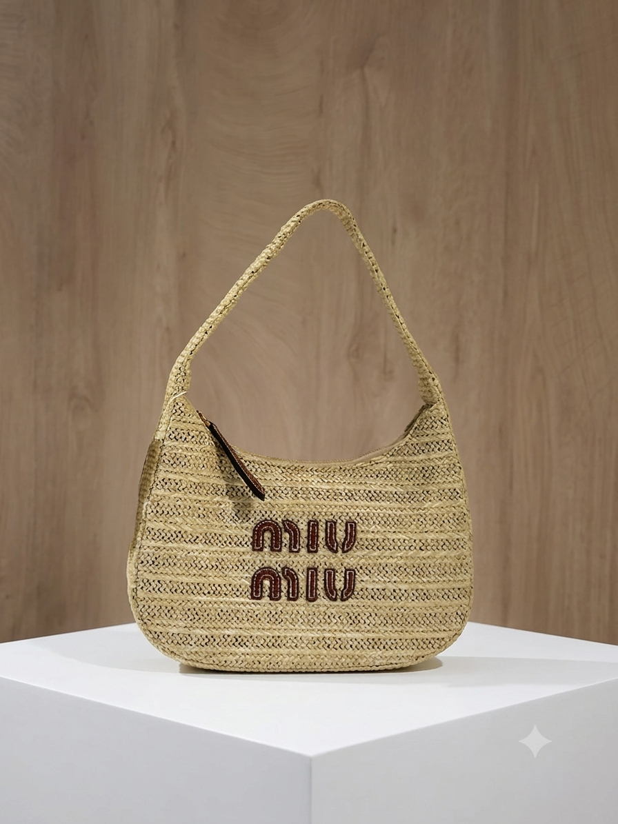 Miumiu shoulder straw bag