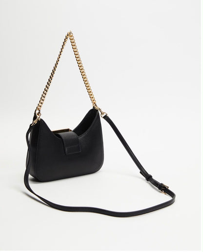 VERSACE JEANS COUTURE Black Baroque Buckle Mini Bag