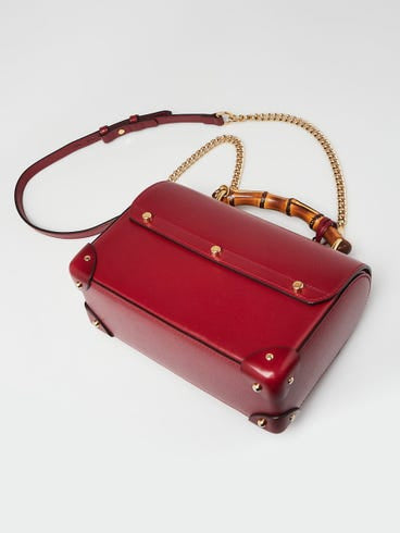 Gucci Cerise Leather Padlock Small Bamboo Shoulder Bag