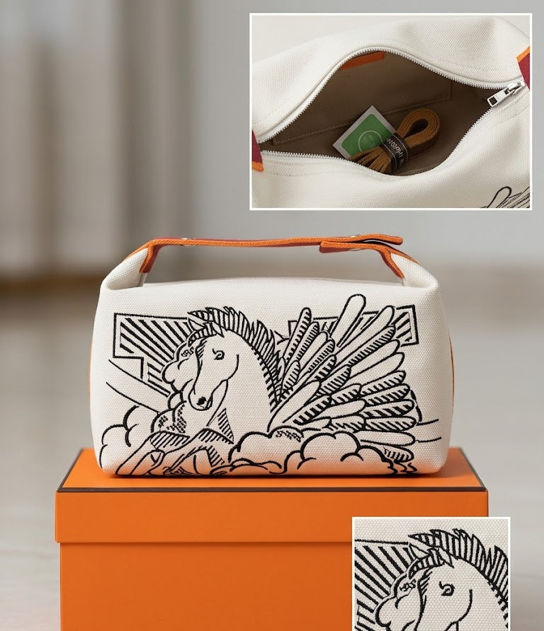 Handbags Canvas Hobo Pouch Pony Simple Embroidery Bag Travel Organizer Multiple colors #