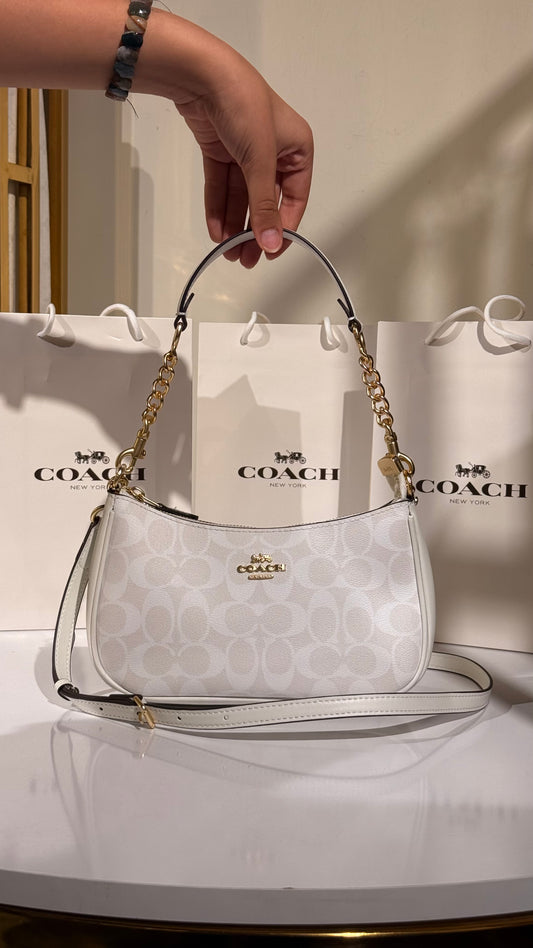 COACH Signature Canvas Baguette Shoulder Bag