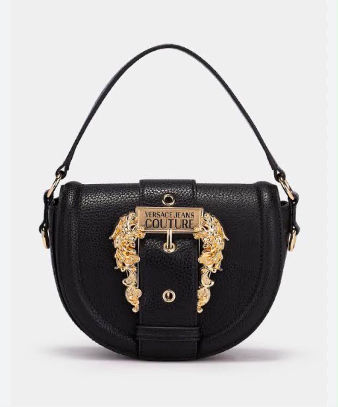 VERSACE JEANS COUTURE Black Baroque Buckle Mini Bag