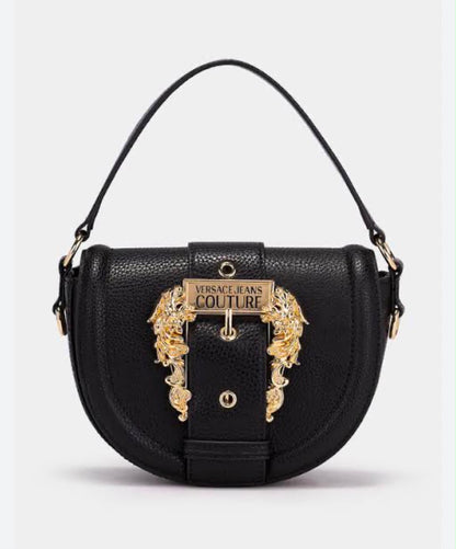 VERSACE JEANS COUTURE Black Baroque Buckle Mini Bag