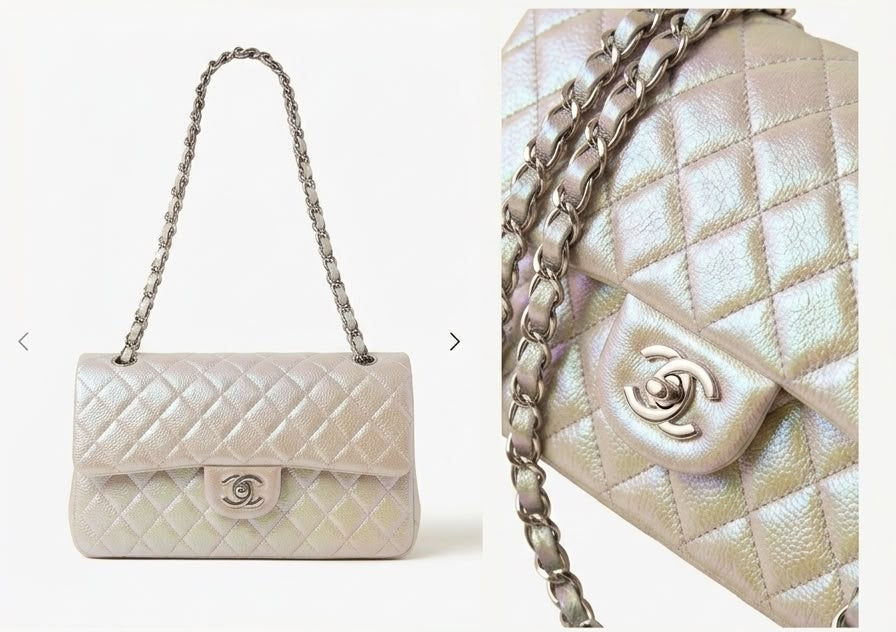 Chanel Classic Flap Bag (Iridescent Pearl/Champagne Finish)