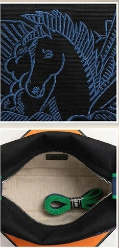 Handbags Canvas Hobo Pouch Pony Simple Embroidery Bag Travel Organizer Multiple colors #