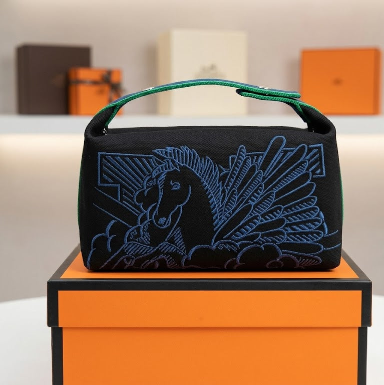 Handbags Canvas Hobo Pouch Pony Simple Embroidery Bag Travel Organizer Multiple colors #