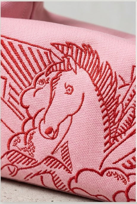 Handbags Canvas Hobo Pouch Pony Simple Embroidery Bag Travel Organizer Multiple colors #