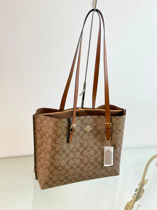 COACH Signature Canvas Zip-Top Tote Bag