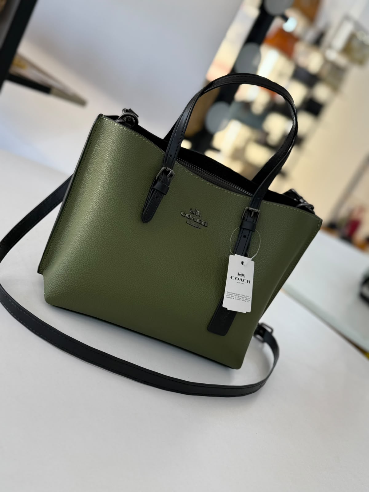COACH Pebbled Leather Zip-Top Mollie Tote