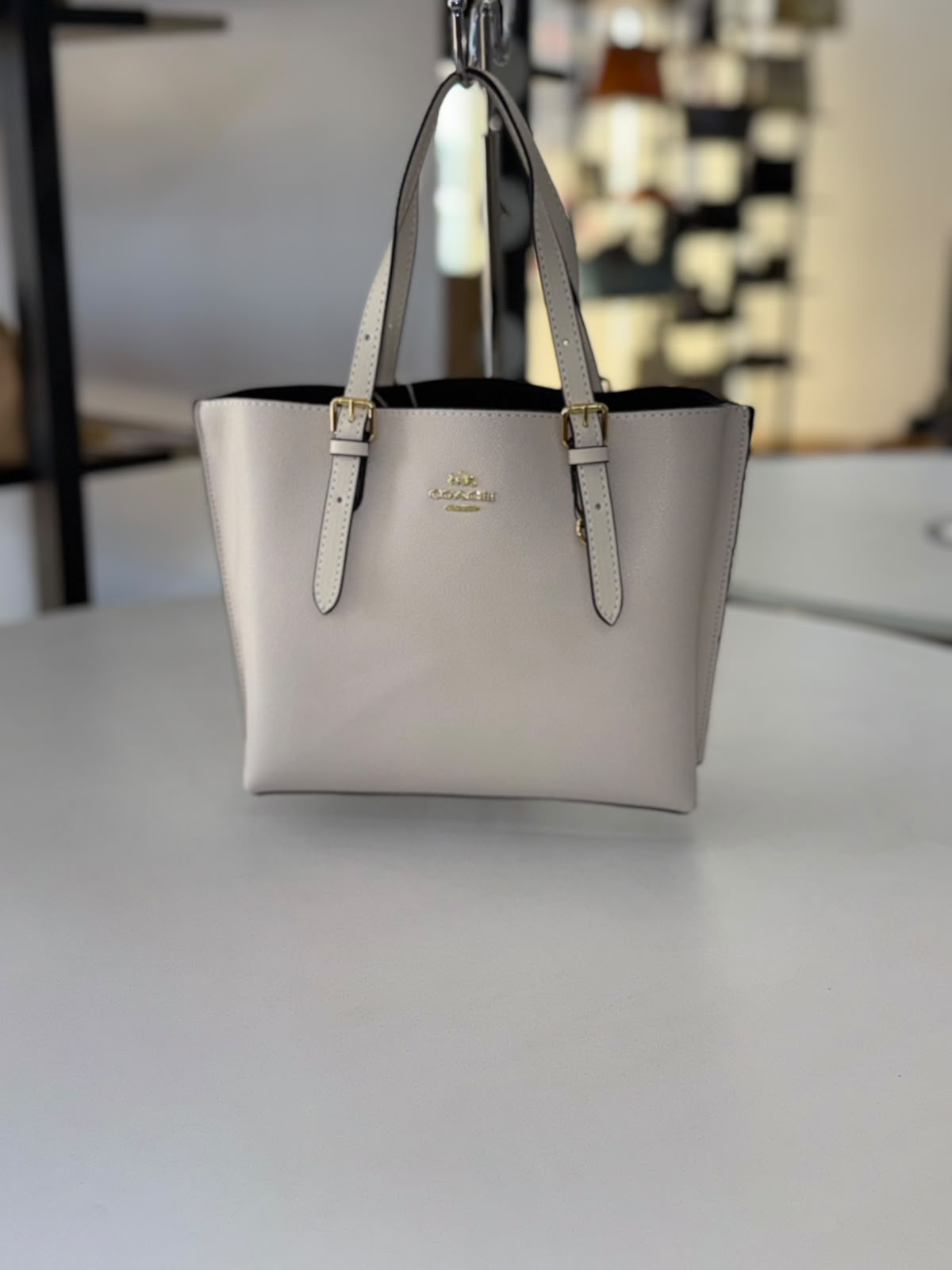 COACH Pebbled Leather Zip-Top Mollie Tote