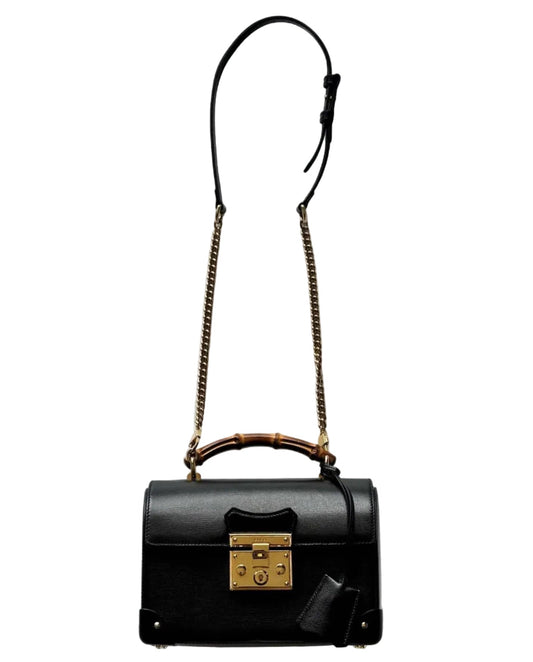 Gucci Black Padlock Small Bamboo Shoulder Bag