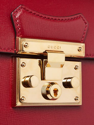 Gucci Cerise Leather Padlock Small Bamboo Shoulder Bag