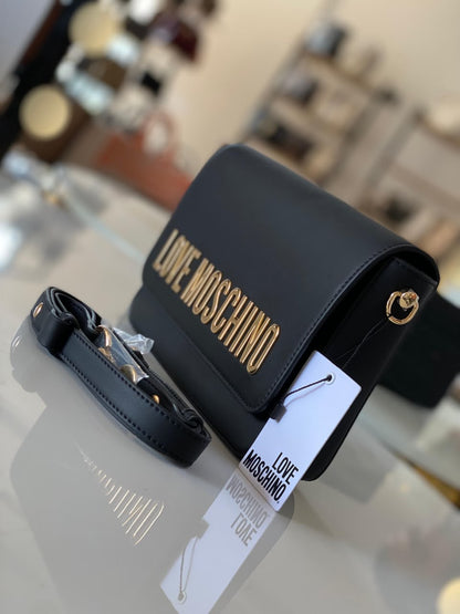 LOVE MOSCHINO Black Logo Shoulder Bag