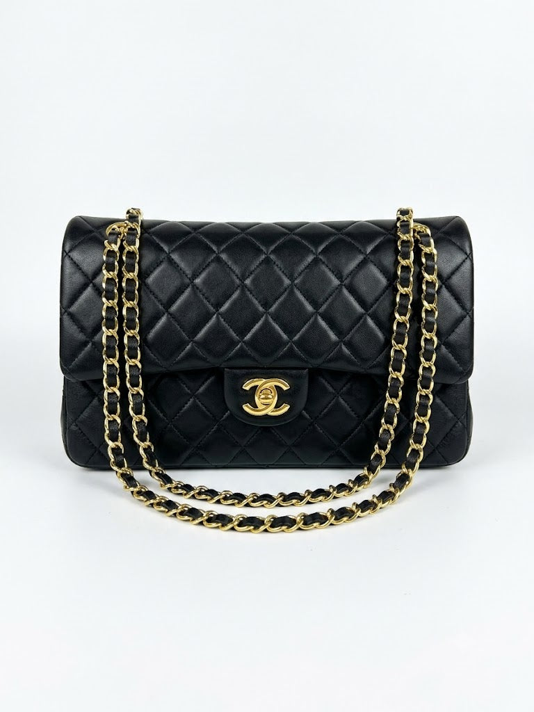 Chanel Classic Flap Bag (Black Quilted Lambskin with Gold-Tone Hardware)
