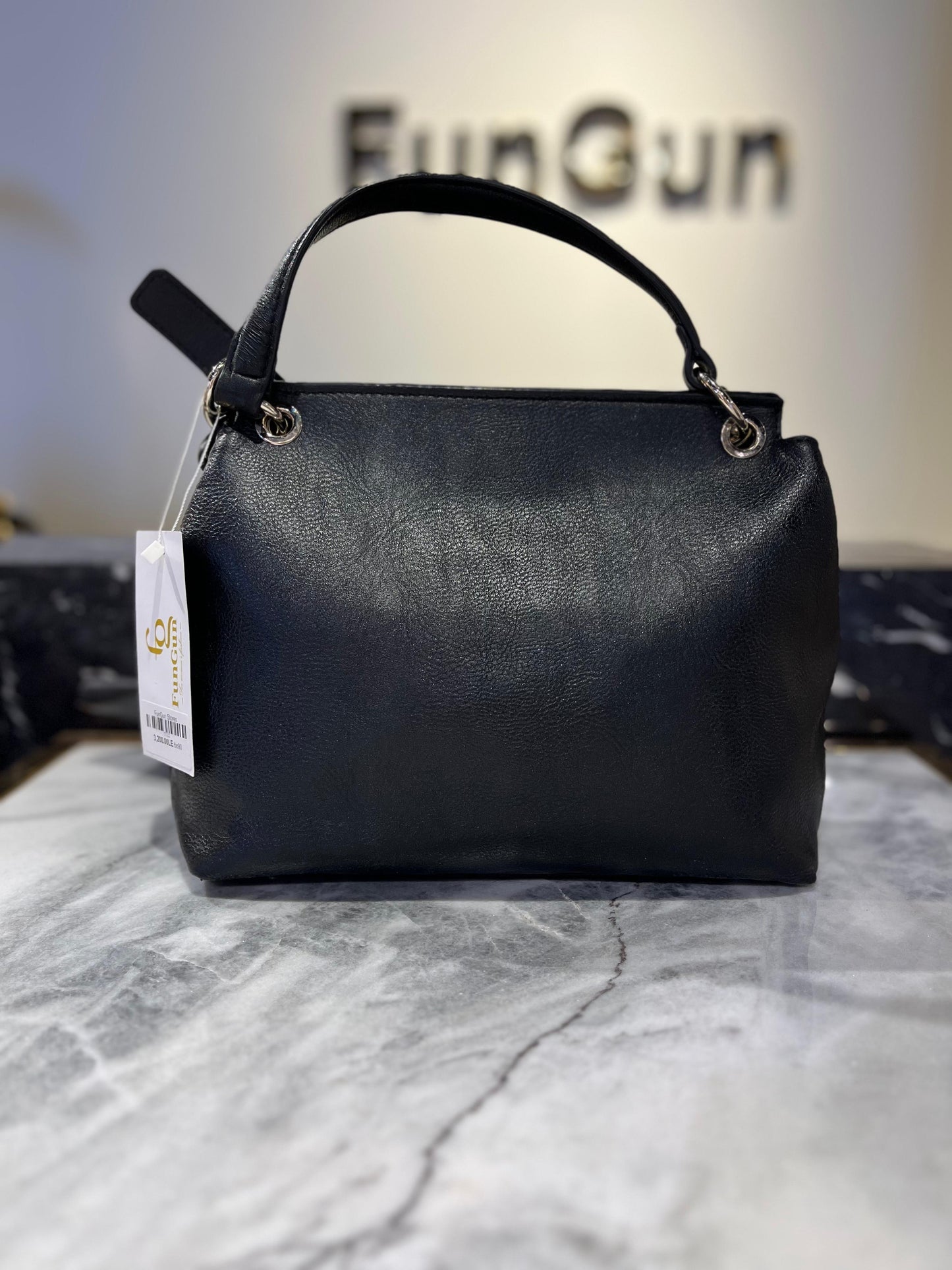 GUESS Black Logo Shoulder Bag with Detachable Pouch