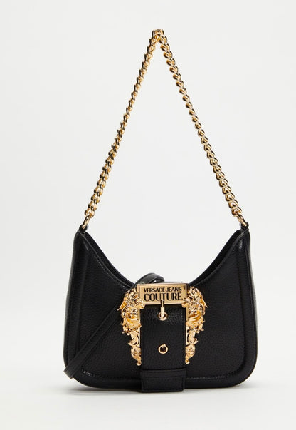VERSACE JEANS COUTURE Black Baroque Buckle Mini Bag