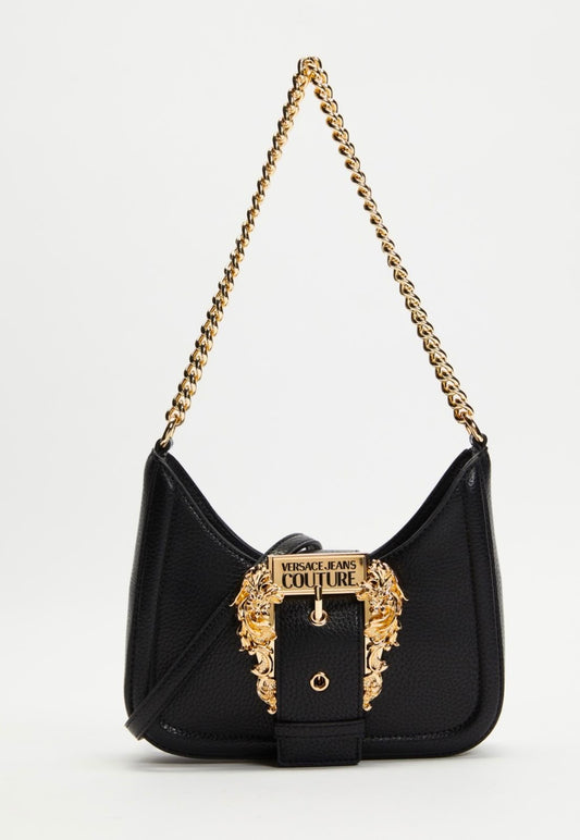 VERSACE JEANS COUTURE Black Baroque Buckle Mini Bag