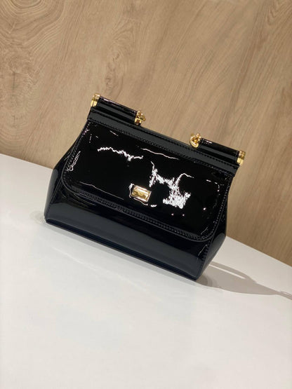 Dolce & Gabbana Small Sicily Bag – Patent Leather with Gold Hardware