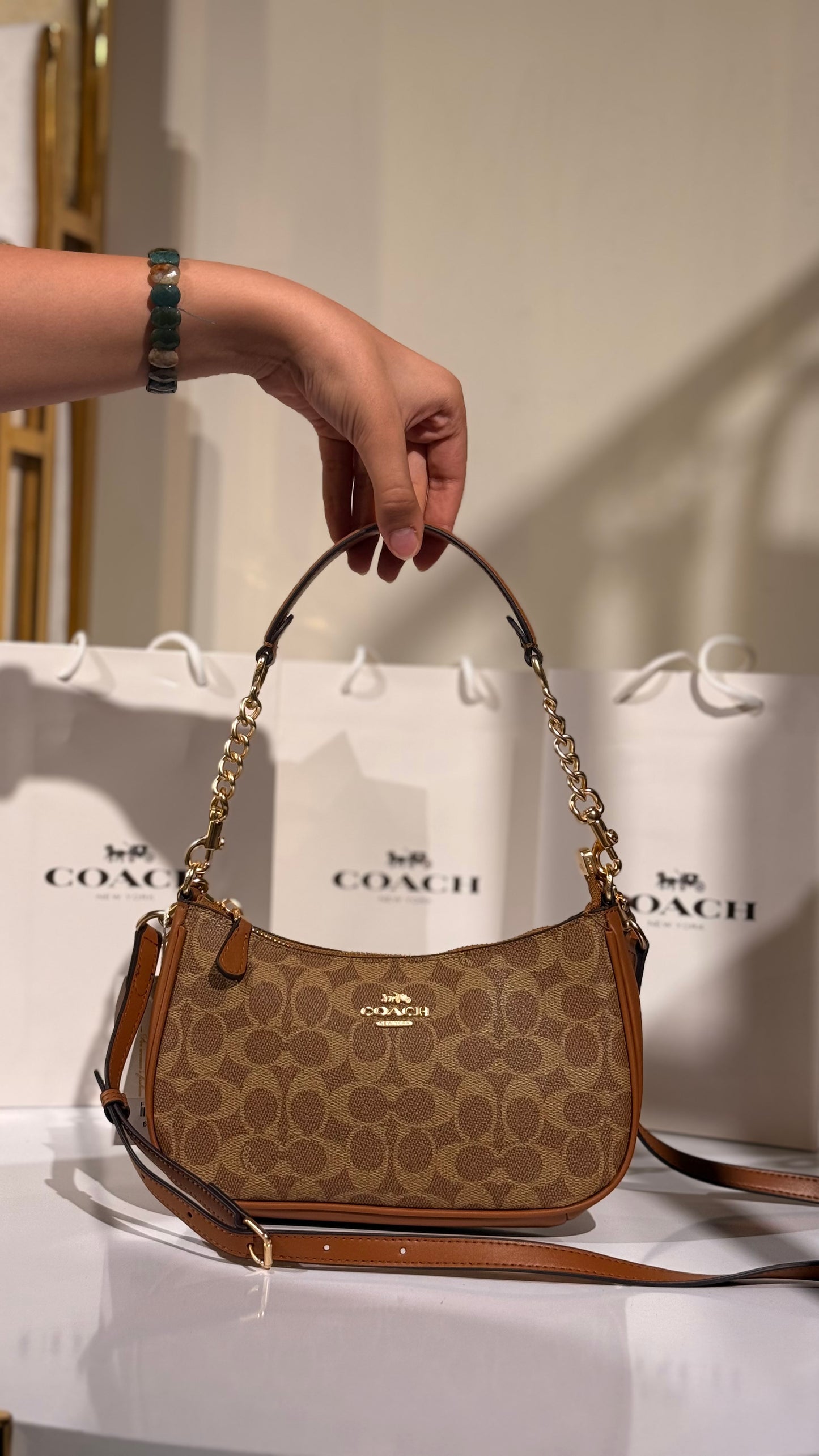 COACH Signature Canvas Baguette Shoulder Bag