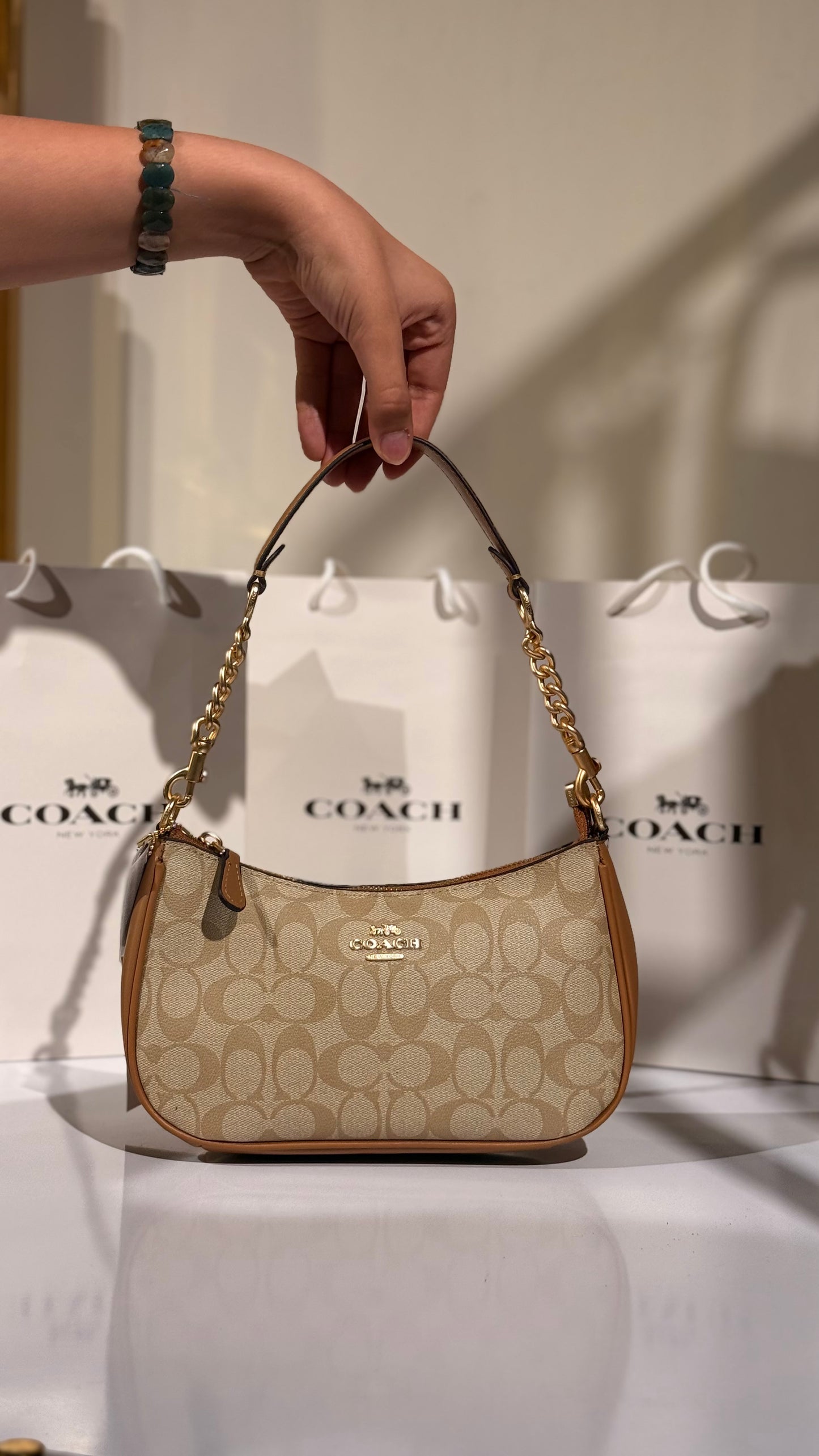 COACH Signature Canvas Baguette Shoulder Bag