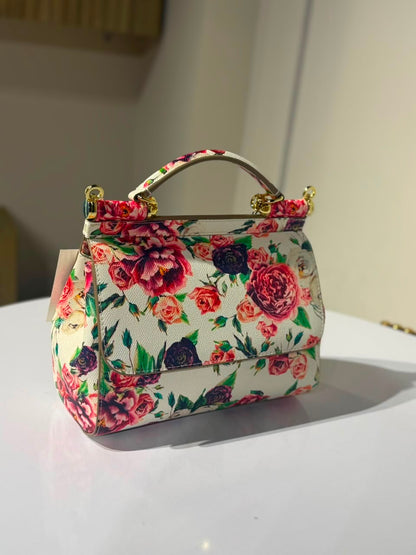 Dolce & Gabbana Multicolor Majolica Print Leather Small Miss Sicily Top Handle Bag