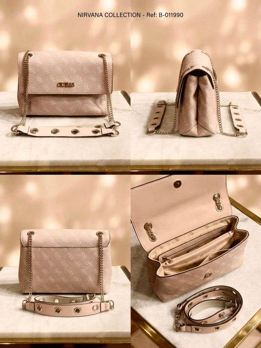 GUESS Blush Pink Logo Monogram Crossbody with Eyelet Strap