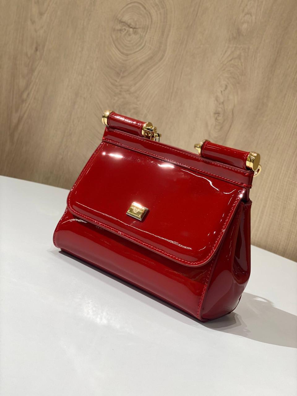 Dolce & Gabbana Small Sicily Bag – Patent Leather with Gold Hardware