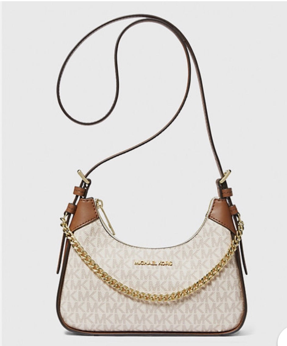 Michael Kors Wilma Small Vanilla Signature Logo Crossbody Bag