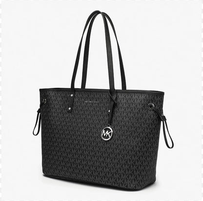 Michael Kors Jet Set Travel large tote bag featuring the signature logo print and silver