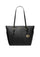 Michael Kors Charlotte Large Top Zip Tote in black Saffiano leather with gold-tone hardware