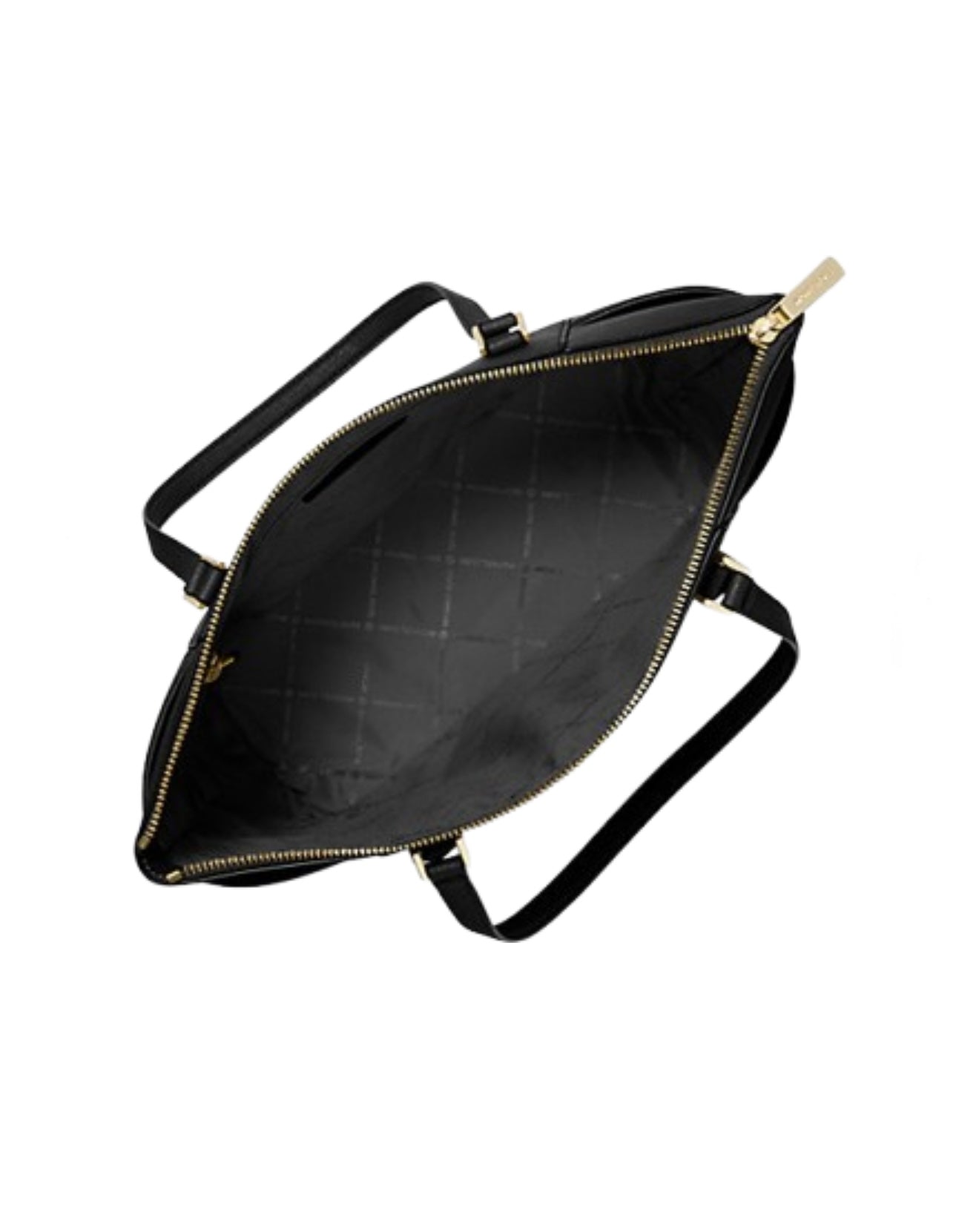 Michael Kors Charlotte Large Top Zip Tote in black Saffiano leather with gold-tone hardware
