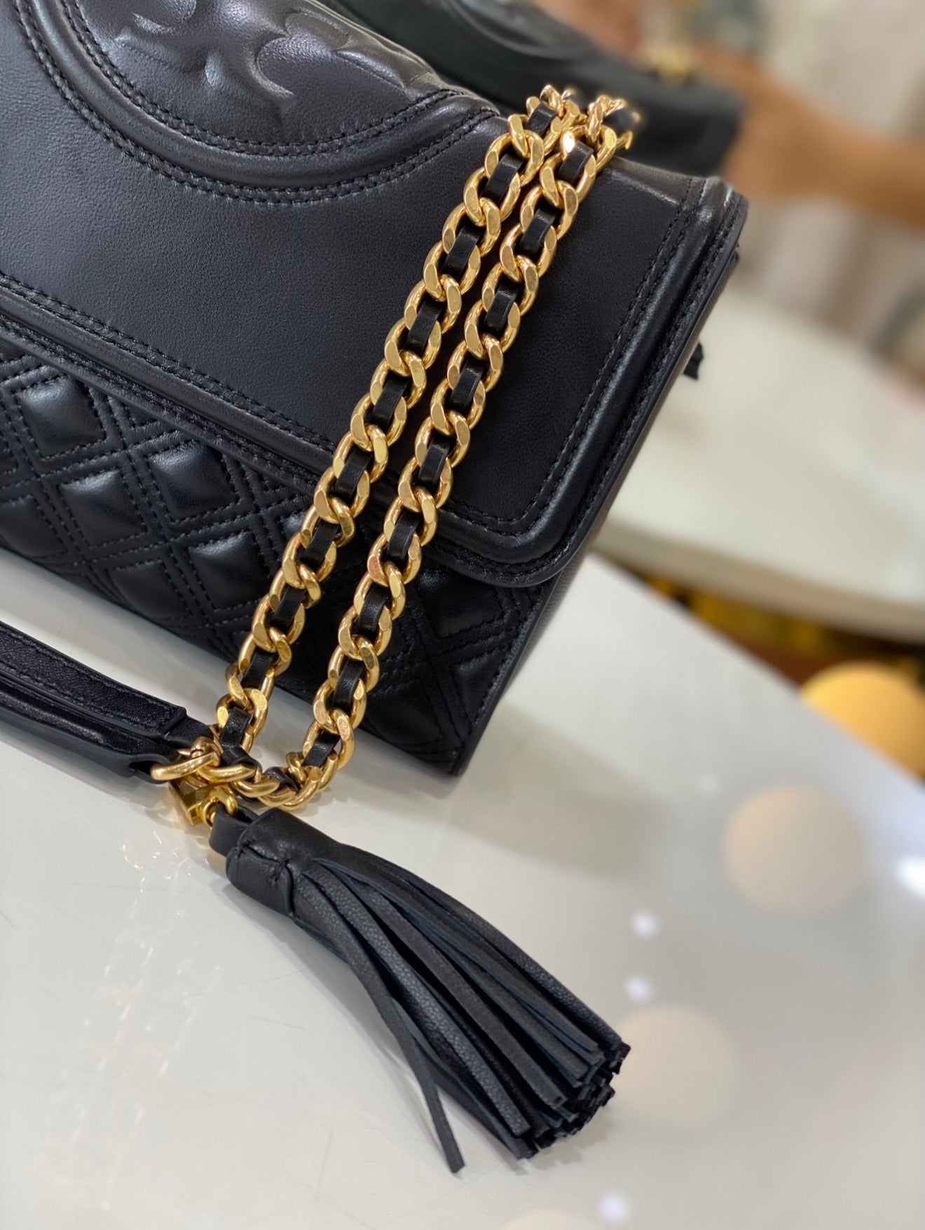 Tory Burch Fleming Convertible shoulder Bag- Black