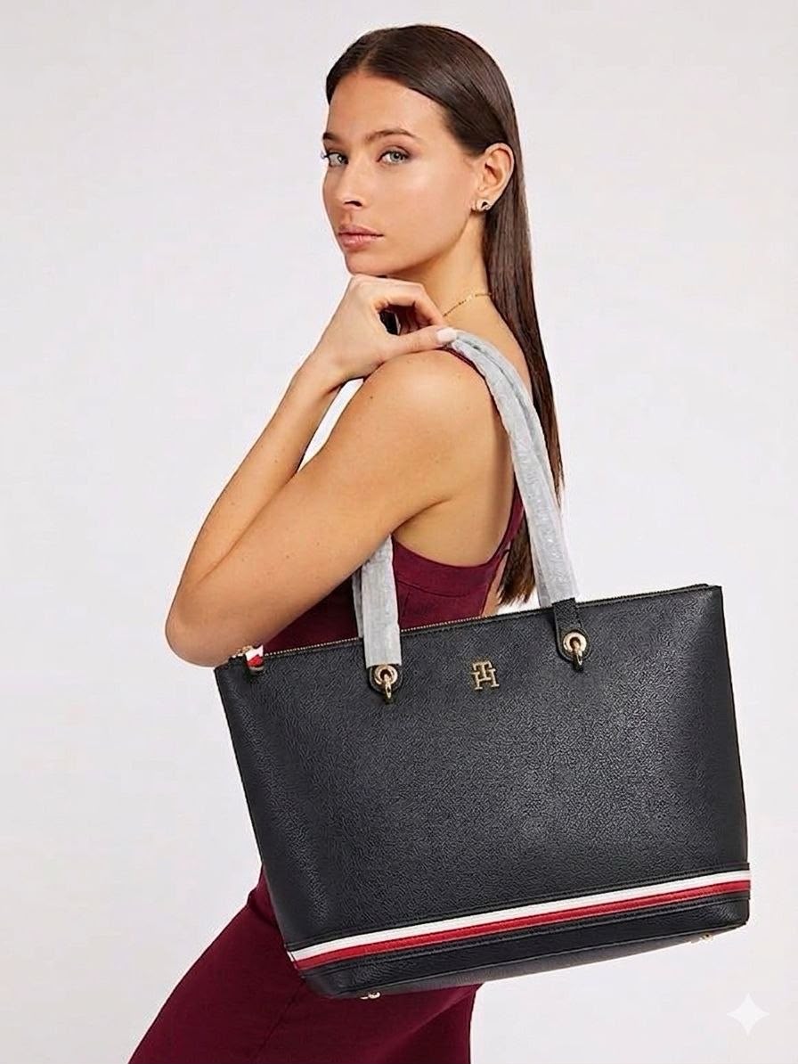 TOMMY JEANS Stripe Tote – Black