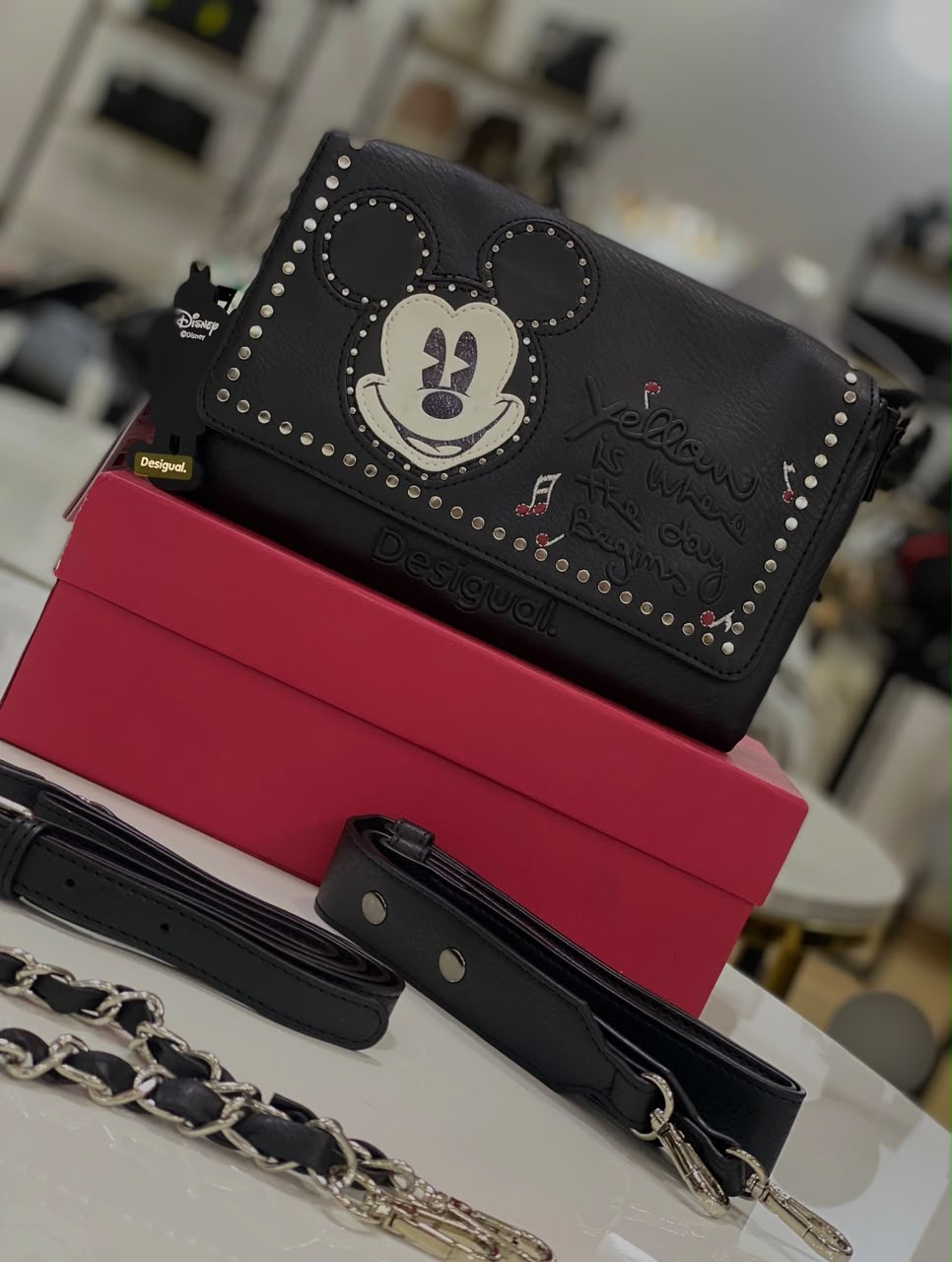 Desigual x Disney Black Mickey Mouse Studded Crossbody